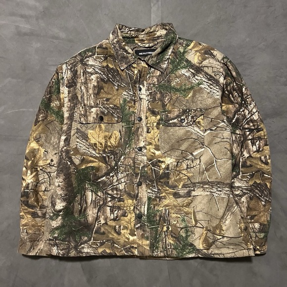 Realtree Other - Realtree‎ Camo Collared Button Up Quilted Hunting Jacket Mens Size XL Trendy